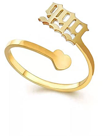 AJRUIER Engelszahlen Ring für Frauen Goldzahl 111 222 333 444 555 777 999 Numerologie verstellbare Fingerringe minimalistischer Schmuck, Ring mit der Zahl 999