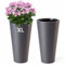Blumenkübel Rattan Optik Blumentopf mit Herausnehmbaren Einsatz aus Kunststoff (Anthrazit, XL)