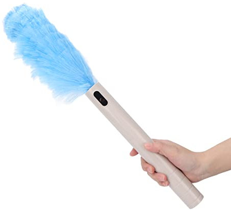 Plumero Eléctrico, Aspirador de Microfibra Adsorción Electrostática, Cepillo de Limpieza Rotatorio para la Limpieza de Vehículos Domésticos - Azul