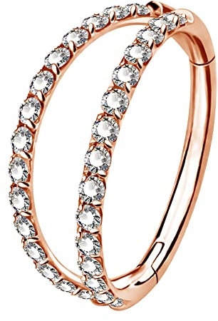 OUFER Body Piercing Piercing Nez Anneaux 20G Conch Double Ligne avec CZ Acier Chirurgical 316L Helix Piercing Oreille Cartilage Hoop Daith Septum Tragus pour Femme Homme