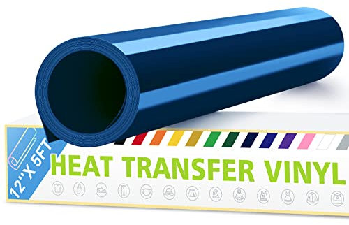 Artcut 12 x 5ft Heat Transfer Vinyl Rolls - Easy to Cut, Permanent Vinyl for Fabric, Shirts, All Cutter Machines - Navy