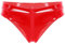 Agoky Damen Wetlook String Tanga sexy Mini Slip Lack Lederoptik Hipster Shorts Gürtel Taille Reizwäsche Gogo Clubwear Rot G M