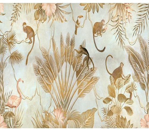 decomonkey - Papier Peint Panoramique Jungle 350x256 cm - Décoration murale moderne – Tapisserie décorative pour chambre salon - Art mural unique design tendance