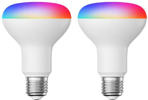 ledscom.de 2 Stück E27 LED RGB Leuchtmittel, R80, warmweiß - kaltweiß (2700-6300 K), 9,9 W, 950lm, Smart Home, WLAN, Alexa, matt