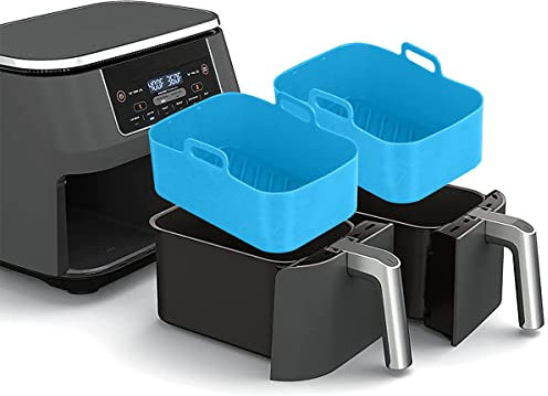 2PCS Silicone Air Fryer Liners for Ninjas Dual Air Fryer, Double Silicone Pot for Ninja Dual Air Fryer Reusable Silicone Air Fryer Liner Air Fryer Accessories Airfryer Liner for Ninja Foodi