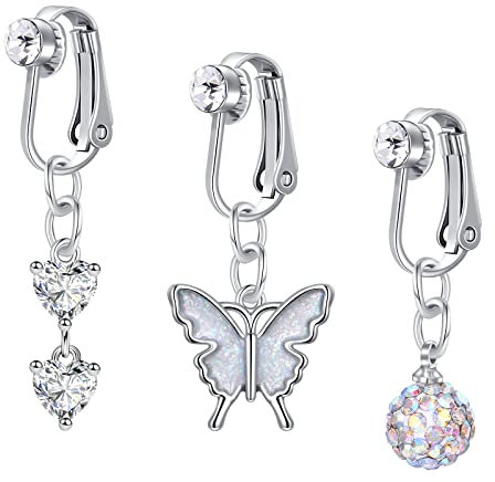 vcmart 3er Fake Bauchnabelpiercing Rings Clip On Kein Piercing Faux Bauchpiercing Klemme Falsch Piercing Damen