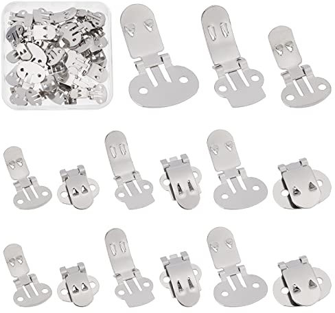 GORGECRAFT, 3 tamaño, 30 uds., Clips para Zapatos de Acero Inoxidable, Clips Planos para Zapatos En Blanco, Hebillas Decorativas de Metal para Zapatos, Accesorios de Decoración para Zapatos DIY