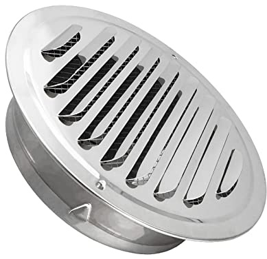 JSIXASO Grille d'aération 125mm en Acier Inoxydable Rond Grille de Ventilation de Tuyau d'échappement pour Ventilation des Cheminée, Cuisine, Salle de Bain (125mm)