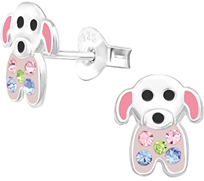 925 Sterling Silver Dog Stud Earrings for Women & Girls | dog earrings, cute puppy pet animal studs, lightweight hollow-back, gift boxed for women or girls