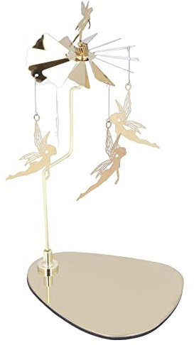 Kerzenhalter Rundes Drehbares Kerzenhalter-Tablett Romantischer Aromatherapie-Kerzenhalter aus Edelstahl Im Europäischen Stil (Goldene kleine Zauberfee (ohne Kerzenbecher))