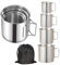 MOUFIER 4 Pieces Outdoor Camping Mugs Set, 304 Stainless Steel Mugs Set with Foldable Handles for Camping Hiking Backpacking Picnic