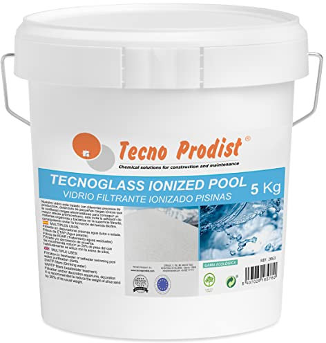 Tecno Prodist Tecno Glass IONIZED Pool (5 Kg) Ionisiertes Filterglas für Schwimmbäder, große Haltbarkeit und Widerstandsfähigkeit, Süß- und Salzwasseraufbereitungsanlagen, Körnung 0,5-1 mm