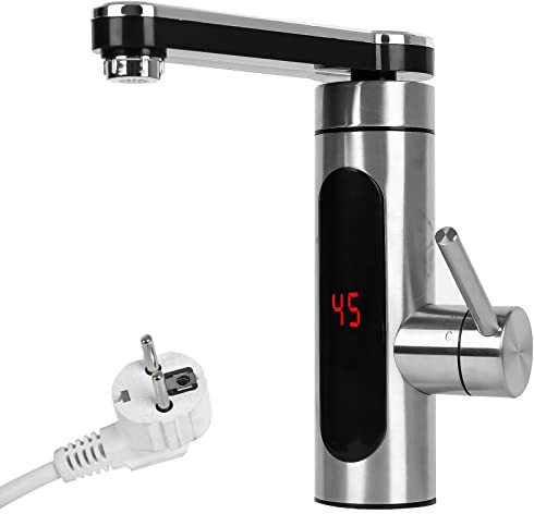 CEIEVER - Rubinetto elettrico con scaldabagno istantaneo, 230 V, indicatore della temperatura LCD, rotazione a 360°, rubinetto da cucina con scaldabagno istantaneo, per cucina