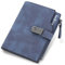 HNOOM Porte Monnaie Femme en Cuir PU Porte Feuilles pour Femme Court Lisse et Souple Petit Portefeuille Femme avec 16 Emplacements Cartes et Zippé Pochette à Monnaie (Bleu Foncé-S)