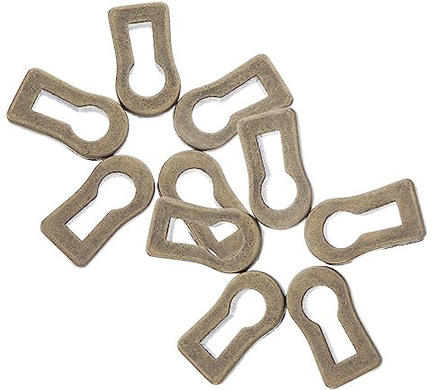 MERRYHAPY 10Pcs Antique Metal Keyhole Covers Decorative Keyhole Inserts Plates for Furniture Lock Decoration Vintage Style Keyhole Plates for Dresser and Decor