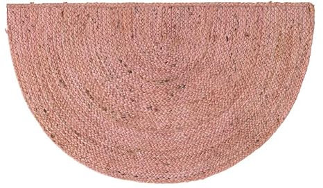 Avgari Creation Natural Jute Front Door Rug Outdoor Welcome Mat Floor Carpet Area Rug Half Circle Jute Rug Front Door Entry Mat Farmhouse Flooring Outside Pathway Patio Stairs Doormat (40x80 CM)-Pink