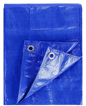 KAV - 4x6 FT Blue Strong Waterproof Universal Tarpaulin Tarp sheet in - Ground Sheet Covers For Camping Fishing Gardening Pets Premium Quality Cover Made of 80 gram