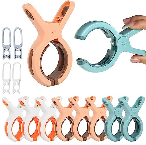 Mollettoni per Teli Mare 12pcs Mollette Telo Asciugamani da Spiaggia Ferma Pinze Asciugamano Bucato Grandi Clip Antivento Trapunta Sdraio Mollette Bucato Con Appendiabiti