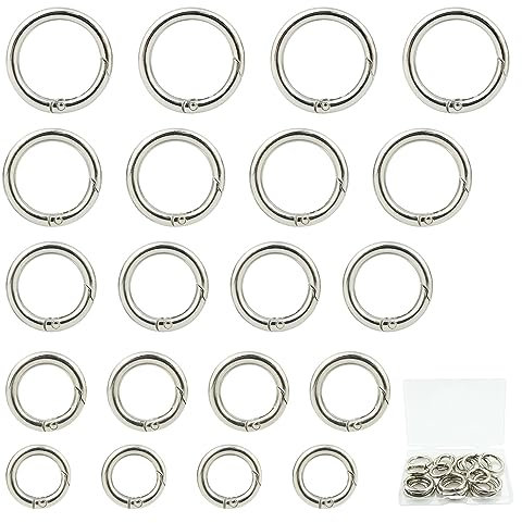 20 Stück Karabiner Rund, Karabinerhaken Rund, Karabinerring 20 25 28 30 33mm, Runde Karabiner Ring, O-Ring Karabiner, Silber Zinklegierung Federöffnung, für Schlüsselring, Tasche, und DIY Handwerk