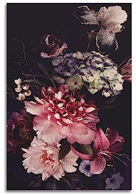 NOHF Vintage Floral Pfingstrosen-Poster, Wandkunstdruck, Retro-ästhetische Raumdekoration, Bürodekoration, 30 x 45 cm, ungerahmt