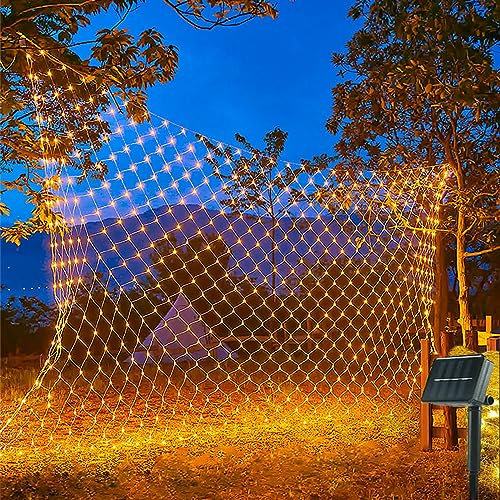 LED Lichternetz Lichterkette 3x2m Warmweiß Upgarde Solar lichterkette Aussen Lichterkette Netz Inner USB Wiederaufladbar Weihnachtsbeleuchtung Wasserdicht Dekoration für Weihnachten Hochzeit Party