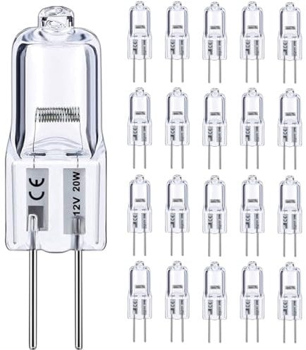 Vinaco G4 12V 20W Halogen Glühbirne, 20er Pack G4 Halogen 20W Leuchtmittel Dimmbar Warmweiß 2800K, Lange Lebensdauer Halogenlampen G 4 20 Watt für Unterschrank-Puckleuchte, Kronleuchter.