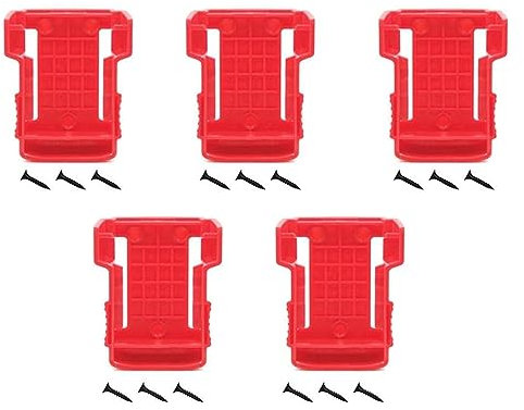 Uadme M18 Battery Holder, 5Pcs Battery Mounts Hanger for MiIwaukee, Lithium Battery Dock Holders, Battery Storage Clips, for M18 B4 M18 HB6 M18 HB12 48 11 1850