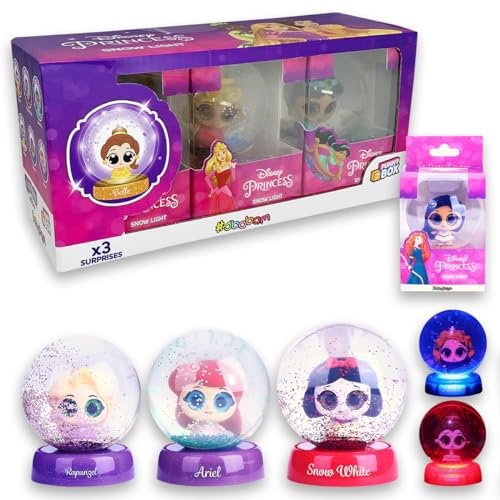 Sbabam Funny Box Princess Schneelicht, Schneeball mit Prinzessinnen, die im Dunkeln leuchten, 3 Stück, Gadget – Glitzer-Schneebälle mit kleinen Prinzessinnen