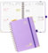 POPRUN Kalender 2025 Buchkalender (Aug.2024-Dez.2025) Ringbuch mit Hardcover, ca. A5 (21,5 x 16 cm), 17-Monate-Terminplaner, Wochenplaner 2025 mit Plastiklineal - Violett