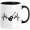 Gitarrist Geschenk Tasse für Gitarrenspieler Männer Geschenkidee Herzschlag Gitarre Kaffee-Becher (Schwarz)