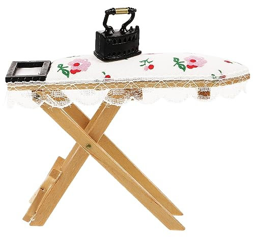 Toyvian Miniatur Bügeleisen Miniatur Bügeltisch Puppenhaus Möbel Satz Deko Spielzeug für Kleiner Haus Stabile Materialien Miniaturmöbel für Zimmerdekoration Foto Requisiten Tragbar Kleines Spielzeug