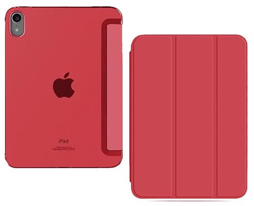 [TECH SHEK] Smart for iPad 10th Generation Case 2022, Slim Stand Hard PC Translucent Back Shell Smart Cover Case for iPad 10th Gen 10.9 inch 2022, Support Touch ID, Auto Wake/Sleep (Red)