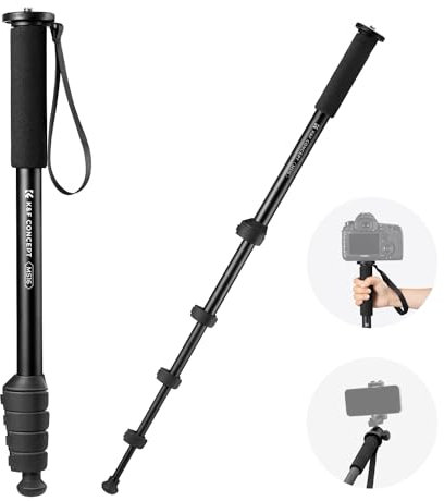 K&F Concept Monopiede Fotocamera 160cm, Bastone Selfie Multifunzionale per Gopro DSLR con Cavo anti-Perdita, Bastone da Passeggio estensibile con bussola, Carico Max 10kg, Peso 0,33kg - MS16