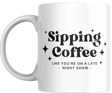 Sticky Art UK Sipping Coffee - Classic & Stars Mug: Lyric-Inspired Mug, for Music Lover, Coffee Gift, Song Quote, Pop Culture Gift, Small Gift Idea