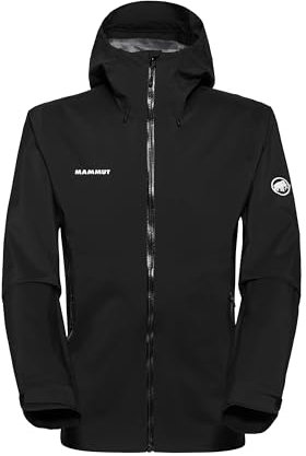 Mammut Outdoor Hardshell Hooded Jacket Men | Herren Jacke für Outdoor, Wasserdicht & Atmungsaktiv, Wanderjacke, Funktionsjacke, Hardshelljacke, Wassersäule 20000 mm | Schwarz, M
