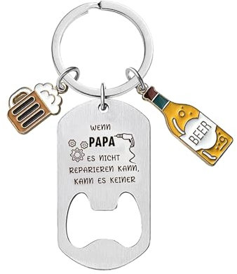 Getyjoe Cadeau Papa Anniversaire Décapsuleur Porte clé Décapsuleur Ouvre-bouteille Porte-clés de Bière Cadeaux pour la fête des pères, Noël, Thanksgiving, Oktoberfest