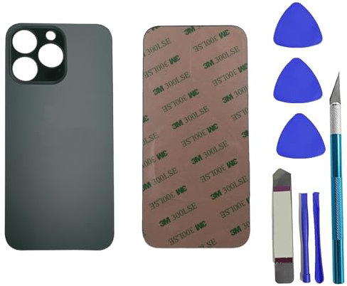 Peixiong Repuesto de Cristal Trasero para iPhone 13 Pro con Adhesivo preinstalado + Kit de Herramientas de reparación (Verde Alpino)