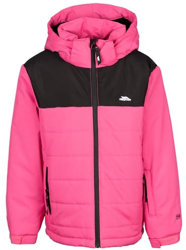 Trespass Kids Waterproof Padded Jacket Halston - Removable Hood, Contrast Trim, Quilted Panels, Zipped Pockets, Ski Pass Pocket, Inner Snowbreak, Hem Drawcord