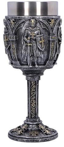 Nemesis Now Galant Silver Knight Goblet 19.7cm, Resin, Silver, Cast in The Finest Resin, Expertly Hand-Painted