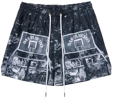 BOOMLEMON Herren-Shorts, Netzstoff, Grafikdruck, Sommer, Basketball, Laufshorts, Retro, lässig, cool, Streetwear, kurze Hose, Sports Ground Navy, XL