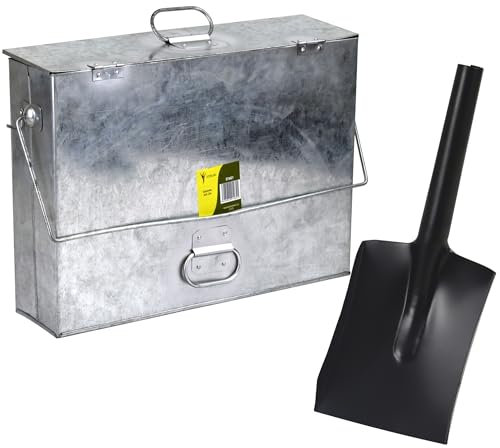 Ash Can Bucket with Insert Shovel 5.5 Inch x 8 Inch Fireplace Metal Accessory