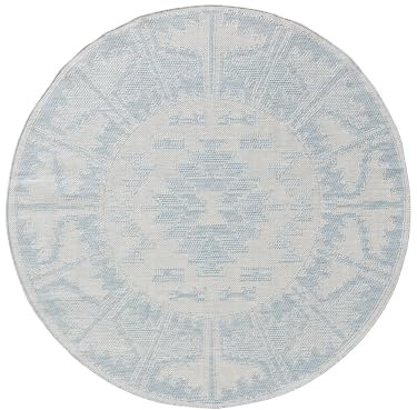benuta Nest Teppich Bronco - Blau 200 cm Rund - Kunstfaser - Outdoor geeignet - Rund & im Style: Geometrisch, Minimalistisch - Pflegeleicht für Wohnzimmer Schlafzimmer