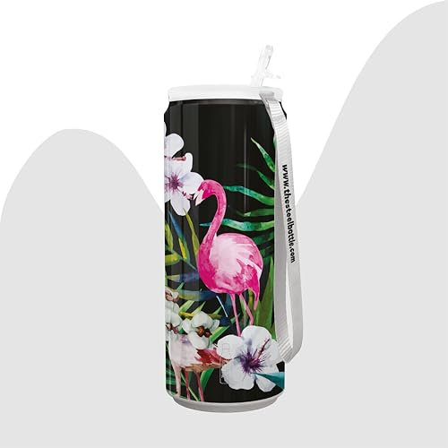 THE STEEL BOTTLE - Tin Art Series Stainless Steel Thermal Bottle, Double Wall Vacuum Insulation, 450 ml Capacity, Airtight Closure, Portable Water Bottle (#78 FLAMINGO)