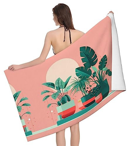 XZDAL Hermosa toalla de baño de fibra ultrafina de secado rápido con plantas verdes en maceta con su textura suave y esponjosa