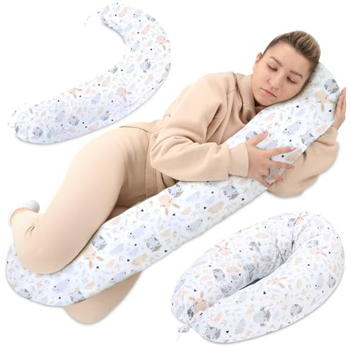 Stillkissen XXL Seitenschläferkissen Schwangerschaftskissen Lagerungskissen - Baumwolle Pregnancy Pillow Erwachsene - 190 cm Eulen B