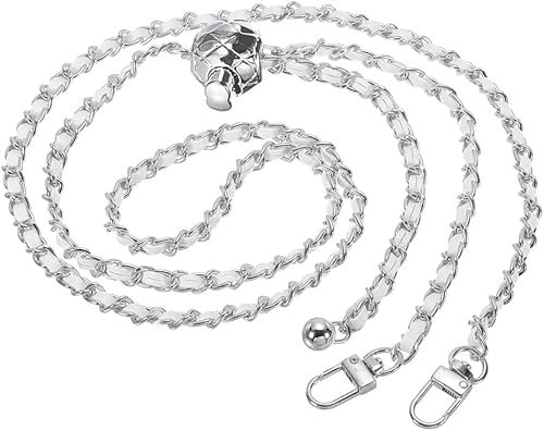 Geldbeutel Damen Taschengurte zum Wechseln Silberkette Bag Charm Taschenkette Ersatz Schulter Riemen Kette Mit Verstellbarer Länge DIY für Handtasche Damen Umhängetasche(Weiß)