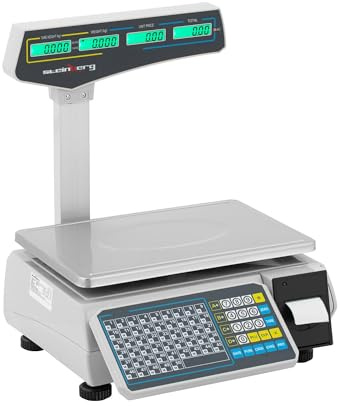 Steinberg Systems Kontrollwaage Preisrechenfunktion Etikettendruck 2000 Speicherplätze 30 kg / 15 g Waage mit Etikettendrucker Ladenwaage mit Etikettendrucker