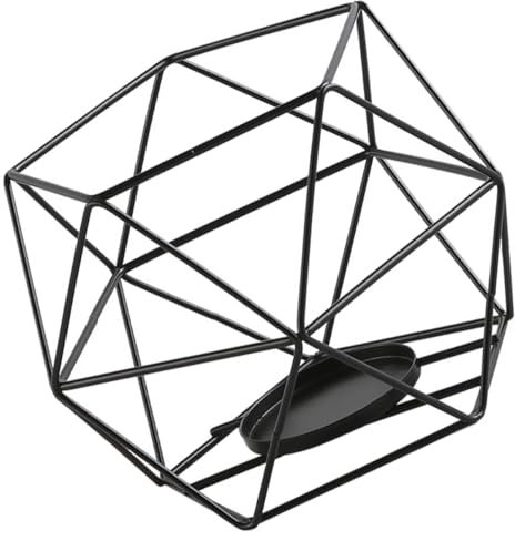 IMIKEYA Geometrischer Kerzenhalter Hohler Kerzenständer Für Die Inneneinrichtung Eleganter Einzelner Schwarzer Kerzenhalter