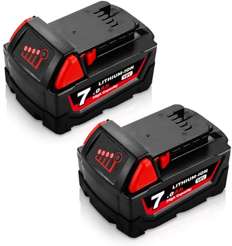 2 Stück M-18 7,0 Ah Ersatz für Milwaukee 18 V 7,0 Ah Li-ion Akku Kompatibel mit Milwaukee M-18 7,0 Ah Akku M18B5 48-11-1850 48-11-1852 48-11-1820 48-11-1828 48-11-1860 2601 2610 2611 2620 2630 2650