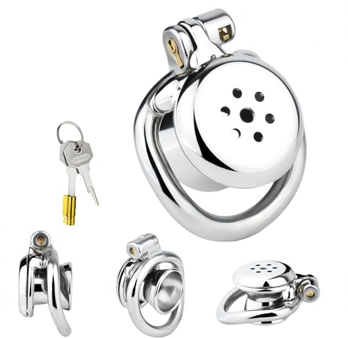 Cage de Chasteté en Acier Inoxydable avec Plug Anal pour Hommes – Jouet Adulte Double Usage pour Couples, Kit de Lavement Compatible Douche, Set Bondage Anneaux de Chasteté (silvery,55mm)